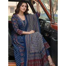 KALINI Women Ethnic Motifs Printed Panelled Kurta with Trousers & With Dupatta-picture-19