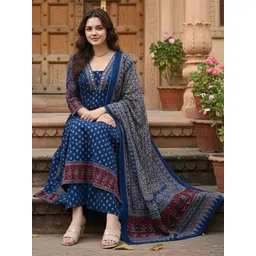 KALINI Women Ethnic Motifs Printed Panelled Kurta with Trousers & With Dupatta-picture-14