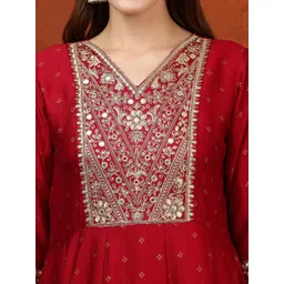 KALINI Women Ethnic Motifs Printed Panelled Mirror Work Kurta with Trousers & With Dupatta image 2