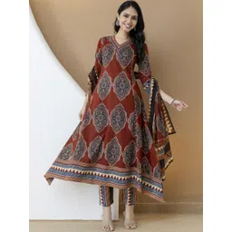 KALINI Women Ethnic Motifs Printed Panelled Pure Cotton Kurta with Trousers & With Dupatta-picture-22