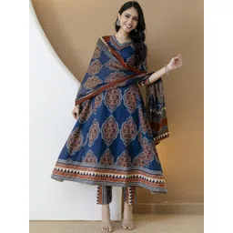KALINI Women Ethnic Motifs Printed Panelled Pure Cotton Kurta with Trousers & With Dupatta-picture-37