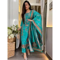 KALINI Women Ethnic Motifs Printed Regular Kurta & Trousers With Dupatta-picture-13