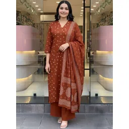 KALINI Women Ethnic Motifs Printed Regular Kurta with Palazzos & With Dupatta-picture-38