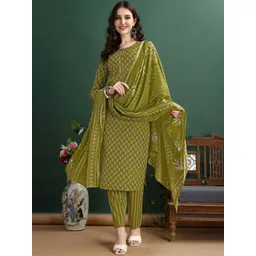 KALINI Women Ethnic Motifs Printed Regular Kurta with Trousers & With Dupatta-picture-32