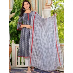 KALINI Women Ethnic Motifs Printed Regular Kurta with Trousers & With Dupatta-picture-18