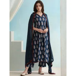 KALINI Women Ethnic Motifs Printed Regular Pure Cotton Kurta with Trousers & With Dupatta-picture-26