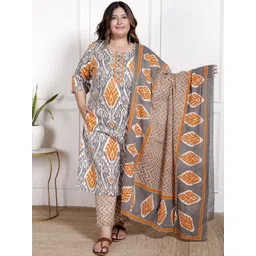 KALINI Women Ethnic Motifs Printed Regular Sequinned Pure Cotton Kurta with Trousers & With Dupatta-picture-19