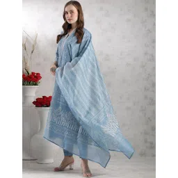 KALINI Women Ethnic Motifs Printed Regular Thread Work Kurta with Trousers & With Dupatta-picture-20