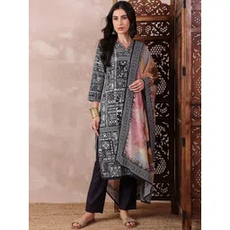 KALINI Women Ethnic Motifs Printed Regular Thread Work Kurta with Trousers & With Dupatta-picture-31