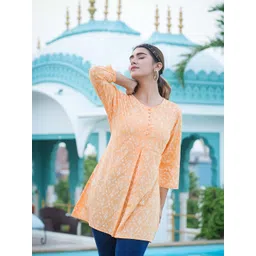 KALINI Women Ethnic Printed Round Neck Pure Cotton Tunics-picture-18