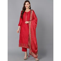 KALINI Women Floral Embroidered Regular Sequinned Kurta with Trousers & With Dupatta-picture-35