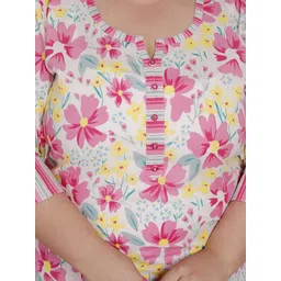 KALINI Women Floral Printed Cotton Kurta & Trousers With Dupatta image 5