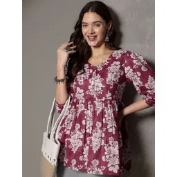 KALINI Women Floral Printed Cotton Peplum Top-picture-33