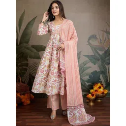 KALINI Women Floral Printed Empire Sequinned Kurta with Palazzos & With Dupatta-picture-37