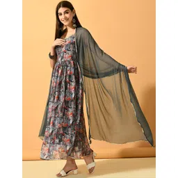 KALINI Women Floral Printed Fit and Flare Midi Dress-picture-30