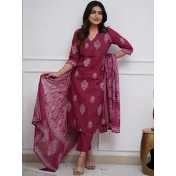 KALINI Women Floral Printed Kurta with Trousers-picture-21