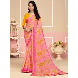 KALINI Women Floral Printed Poly Chiffon Designer Saree-picture-38