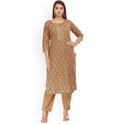 KALINI Women Floral Printed Pure Cotton Kurta with Trouser-picture-38
