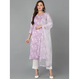 KALINI Women Floral Printed Regular Gotta Patti Kurta with Trousers & With Dupatta-picture-10