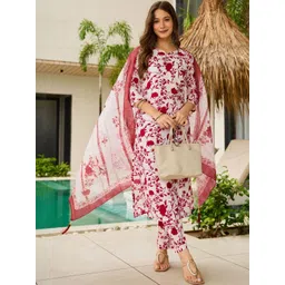 KALINI Women Floral Printed Regular Kurta with Trousers & With Dupatta-picture-25