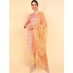 KALINI Women Floral Printed Regular Kurta with Trousers & With Dupatta-picture-16