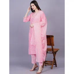 KALINI Women Floral Printed Regular Mirror Work Pure Cotton Kurta with Trousers & With Dupatta-picture-19