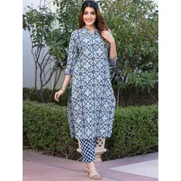 KALINI Women Floral Printed Regular Pure Cotton Kurta with Trousers & With Dupatta-picture-19