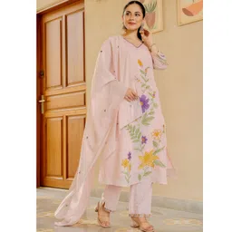 KALINI Women Floral Printed Regular Pure Cotton Kurta with Trousers & With Dupatta-picture-38