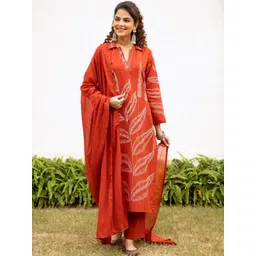 KALINI Women Floral Printed Regular Pure Cotton Kurta with Trousers & With Dupatta-picture-27