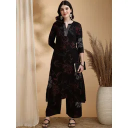 KALINI Women Floral Printed Regular Sequinned A-Line Kurta with Palazzos-picture-30