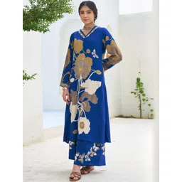 KALINI Women Floral Printed Regular Sequinned Kurta with Palazzos-picture-18