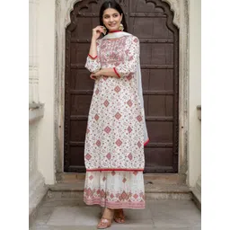 KALINI Women Floral Printed Regular Sequinned Kurta with Sharara & With Dupatta-picture-25