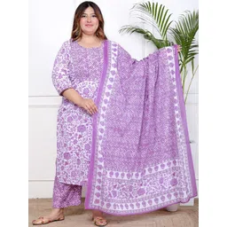 KALINI Women Floral Printed Regular Sequinned Pure Cotton Kurta with Trousers & With Dupatta-picture-33