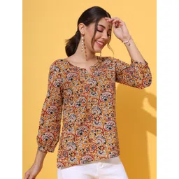 KALINI Women Floral Printed Round Neck Cotton Top-picture-17