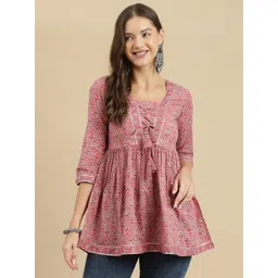 KALINI Women Floral Printed Round Neck Cotton Top-picture-16