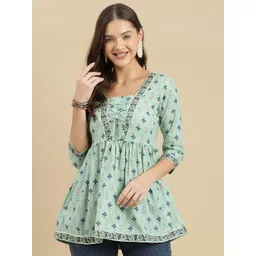 KALINI Women Floral Printed Round Neck Cotton Top-picture-15