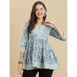 KALINI Women Floral Printed Round Neck Cotton Top-picture-22