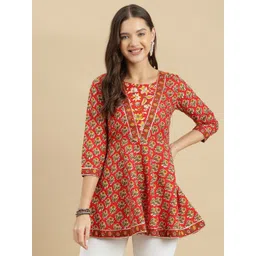 KALINI Women Floral Printed Round Neck Cotton Top-picture-19