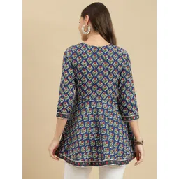 KALINI Women Floral Printed Round Neck Cotton Top image 5