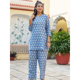 KALINI Women Floral Printed Round Neck Tunic & Trousers-picture-29