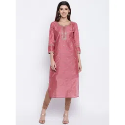 KALINI Women Floral Printed Sequinned Chanderi Silk Kurta-picture-14