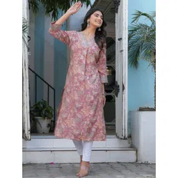 KALINI Women Floral Printed Sequinned Kurta-picture-11