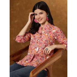 KALINI Women Floral Printed Sleeve A-Line Cotton Crop Top-picture-26