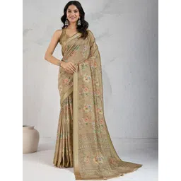 KALINI Women Floral Printed Woven Border Silk Blend Saree-picture-37