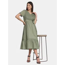 KALINI Women Geometric Flared Sleeves Mirror Work Indie Prints Kurta-picture-21