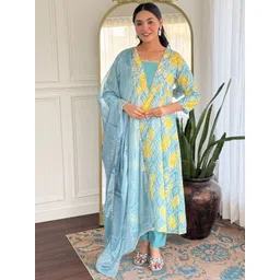 KALINI Women Geometric Printed Kurta with Trouser & Dupatta-image-30