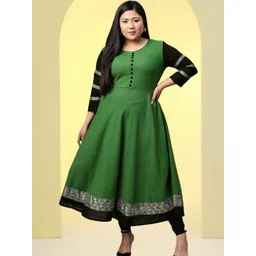 KALINI Women Green Cotton Printed Anarkali Kurtas-picture-28