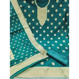 KALINI Women Green Cotton Simmer Silk Embroidered Unstitched Dress Material-picture-21