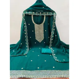 KALINI Women Green Embroidered Georgette Unstitched Dress Material-picture-32