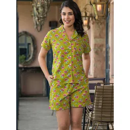 KALINI Women Green Pure Cotton Night suits-image-32